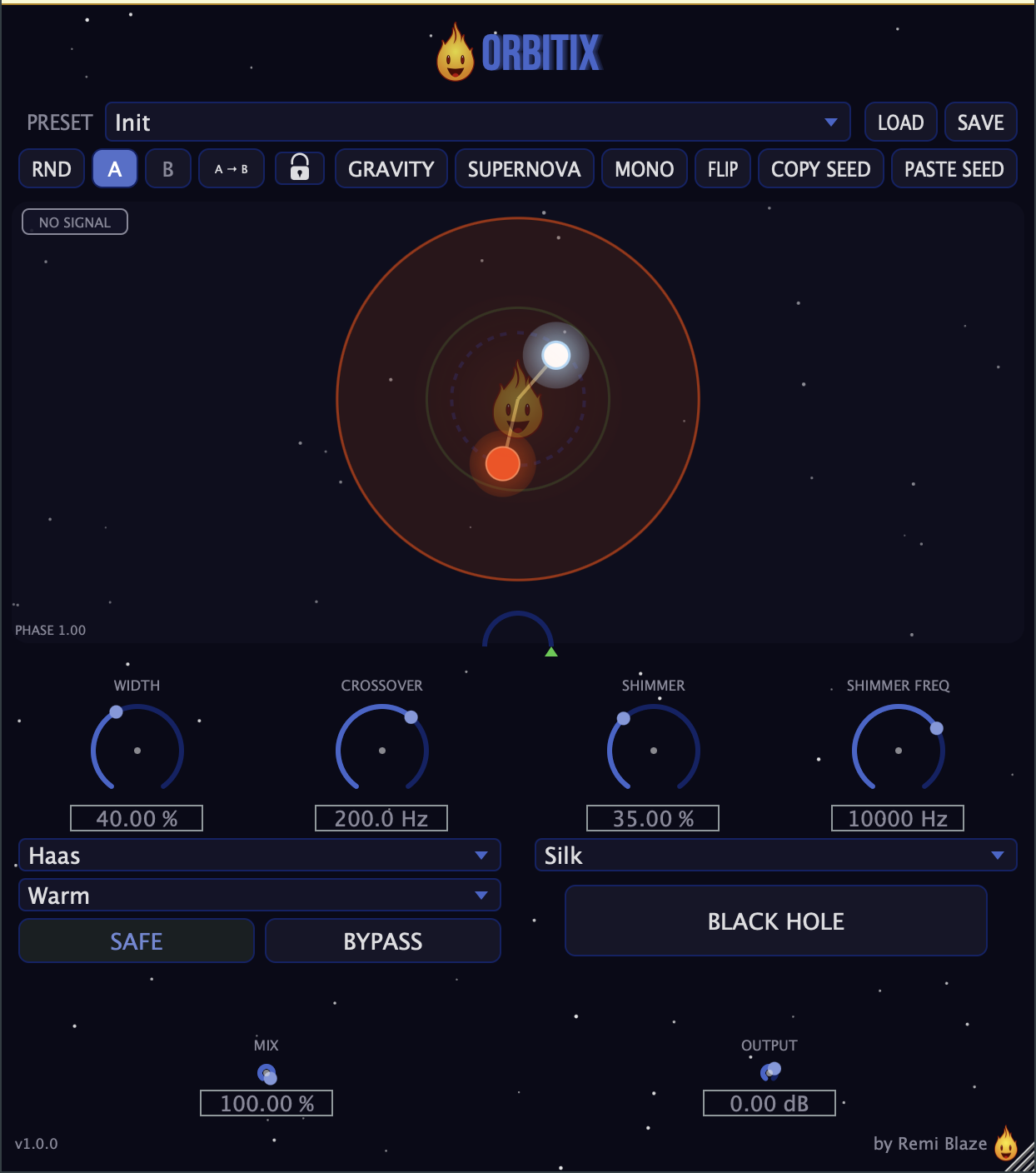 Orbitix — Forensically safe spatial processing — wide, airy mixes that surviv… — plugin interface for macOS (AU, VST3, Standalone)